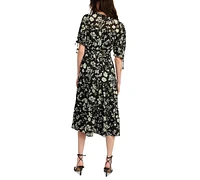 En Saison Women's Emory Printed Short-Sleeve Midi Dress