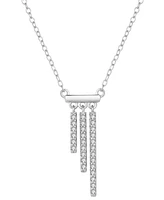 Diamond Asymmetric Dangle Bar 18" Pendant Necklace (1/5 ct. t.w.) in Sterling Silver