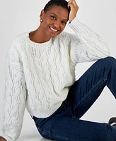 And Now This Women's Cable Knit Crewneck Sweater, Created for Macy's