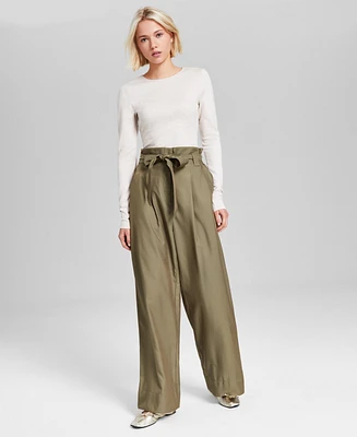 And Now This Women's Paperbag Wide-Leg Pants, Created for Macy's