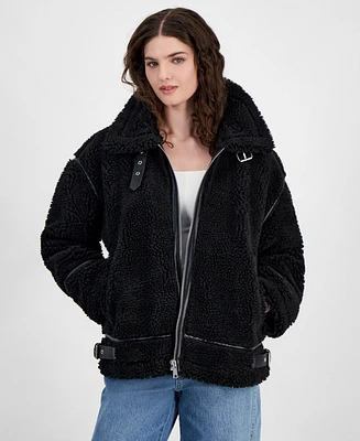 And Now This Women's Sherpa Fleece Zip-Front Jacket, Created for Macy's