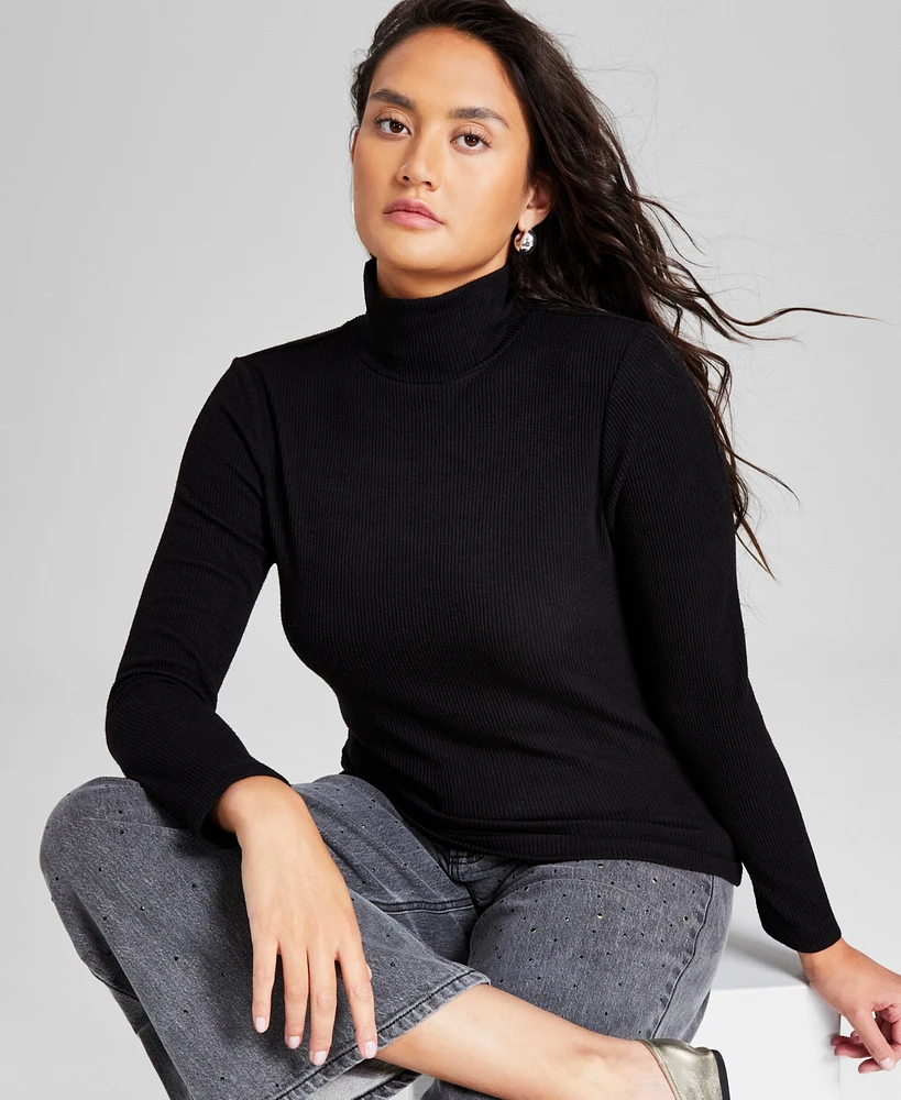 And Now This Women's Ribbed Knit Turtleneck Top, Created for Macy's