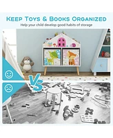 Sugift Kids House-shaped Bookshelf with 2 Storage Bins for Kids Room Playroom-White