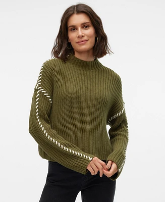 Vero Moda Women's Whipstitched Mock-Neck Sweater