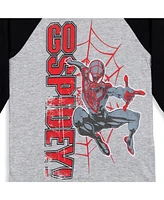 Marvel Toddler Boys Avengers Spider-Man Iron Man Captain America Hulk Black Panther Miles 2 Pack Long Sleeve T-Shirts to - Spiderverse