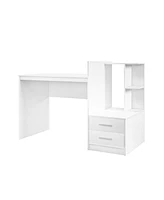 Sugift Computer Desk Home Office with Bookshelf and Drawers-White