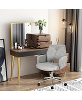 Skonyon Adjustable Hollow Mid Back Leisure Office Chair with Armrest-Gray