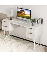 Skonyon 48 Inch Home Office Computer Desk with 4 Drawers-White