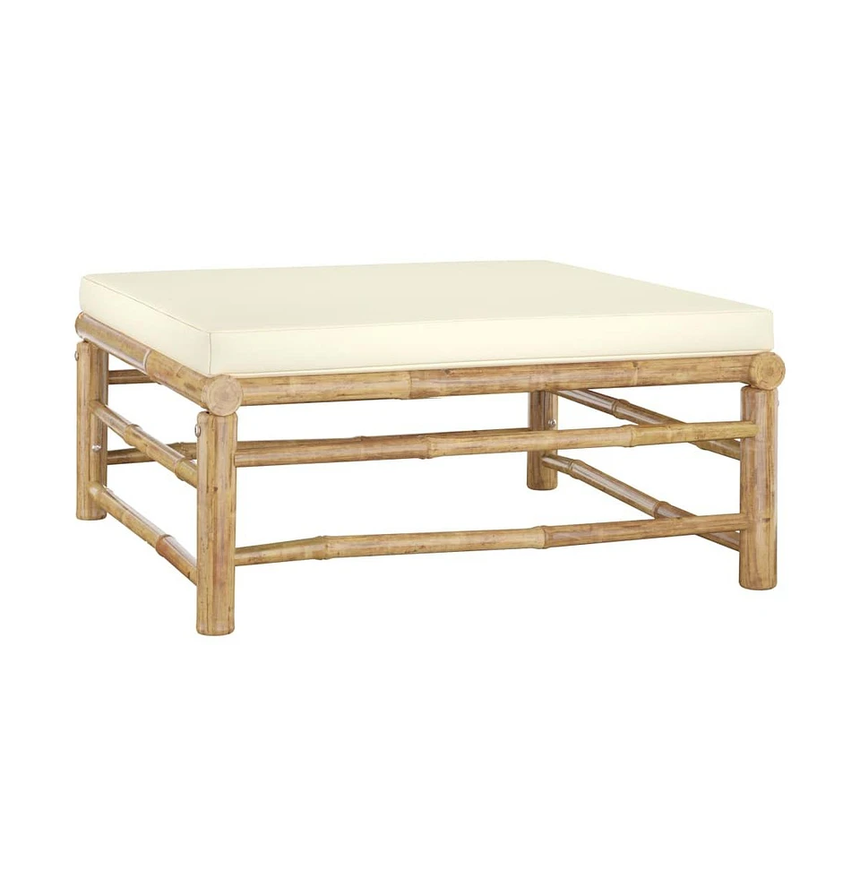 vidaXL Patio Footrest with Cream White Cushion Bamboo