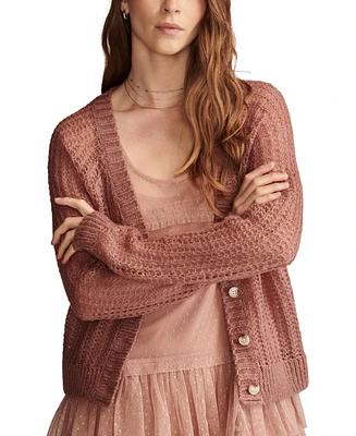 Lucky Brand Women's Open Knit Button-Front Cardigan