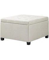 Homcom Fabric Tufted Storage Ottoman with Flip Top for Living Room Bedroom