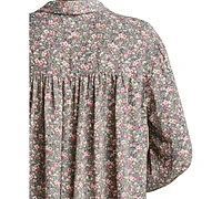 Lucky Brand Women's Printed Pleated Back Shirt