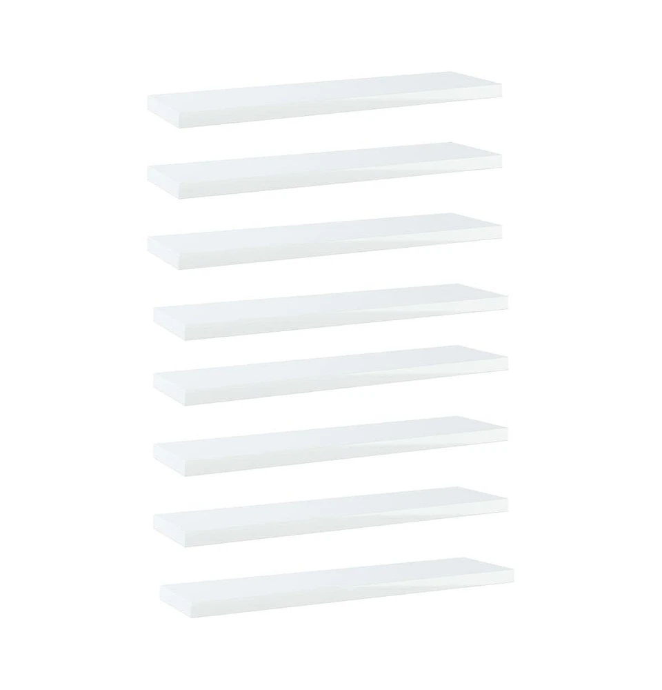 vidaXL Bookshelf Boards 8 pcs High Gloss White 15.7"x3.9"x0.6" Engineered Wood