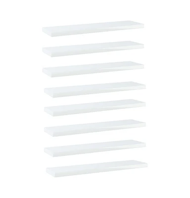 vidaXL Bookshelf Boards 8 pcs High Gloss White 15.7"x3.9"x0.6" Engineered Wood