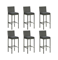 vidaXL Bar Stools with Cushions 6 pcs Poly Rattan