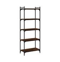 vidaXL Bookcase 5-Tier Brown Oak 23.6"x11.8"x60.6" Engineered Wood