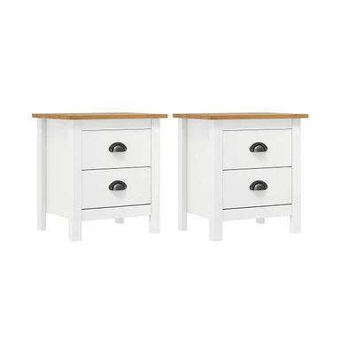 vidaXL Bedside Cabinet Hill 2 pcs White 18.1"x13.8"x19.5" Solid Pine Wood