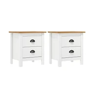 vidaXL Bedside Cabinet Hill 2 pcs White 18.1"x13.8"x19.5" Solid Pine Wood