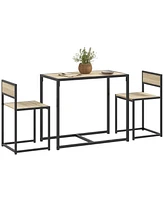 Homcom 3-Piece Industrial Dining Table Set for 2 Kitchen Table and Chairs