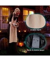 Vebreda 5.2 Feet Halloween Animated Standing Greeter Old Lady with Candy Dish