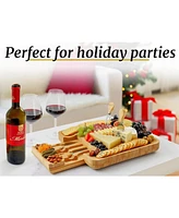 Zulay Kitchen Wooden Bamboo Cheese Board Party Set