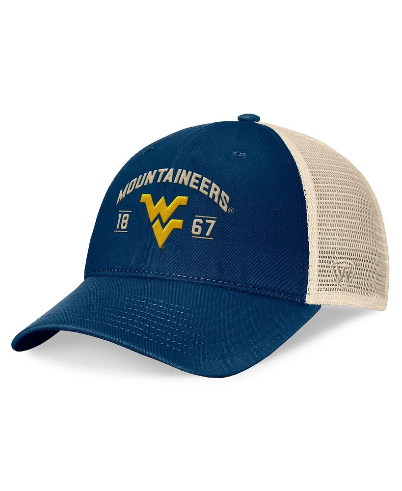 Top of the World Men's Navy West Virginia Mountaineers Heritage Waylon Trucker Adjustable Hat