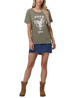 Frye Women's Stonewashed Rolled Cuff Logo Graphic T-Shirt