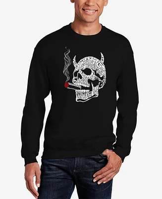 La Pop Art Men's 7 Deadly Sins Skull Word Crewneck Sweatshirt