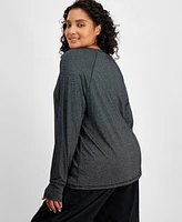 Id Ideology Plus Metallic Thumbhole Long-Sleeve Top, Created for Macy's