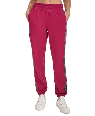 Calvin Klein Performance Women's Eco Fleece Logo Stripe Joggers