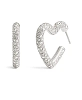 Coach Faux Stone Pave Heart Hoop Earrings