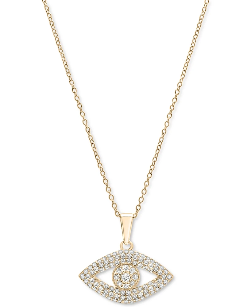 Wrapped Diamond Evil Eye Pendant Necklace (1/4 ct. t.w.) in 10k Gold, 17" + 1" extender, Created for Macy's