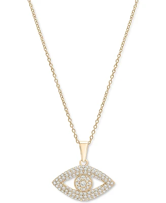 Wrapped Diamond Evil Eye Pendant Necklace (1/4 ct. t.w.) in 10k Gold, 17" + 1" extender, Created for Macy's