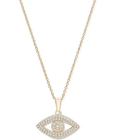 Wrapped Diamond Evil Eye Pendant Necklace (1/4 ct. t.w.) in 10k Gold, 17" + 1" extender, Created for Macy's