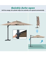 Boyel Living 10 ft. Square Aluminum and Steel Cantilever Outdoor Patio Umbrella with Cover and Base