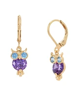 Betsey Johnson Cubic Zirconia Owl Drop Earrings