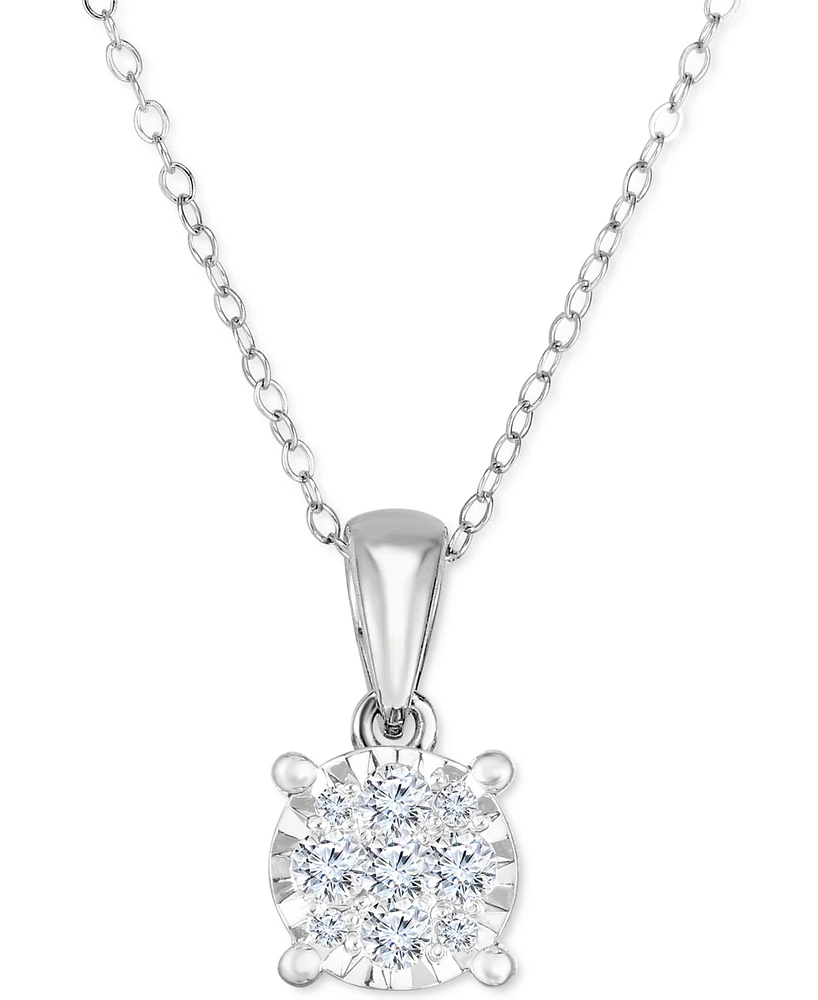 TruMiracle Diamond Round Cluster 18" Pendant Necklace (1/2 ct. t.w.) in 14k White Gold