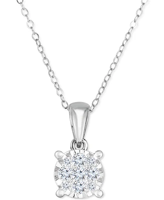 TruMiracle Diamond Round Cluster 18" Pendant Necklace (1/2 ct. t.w.) in 14k White Gold