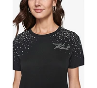 Karl Lagerfeld Paris Women's Rhinestone-Trim T-Shirt