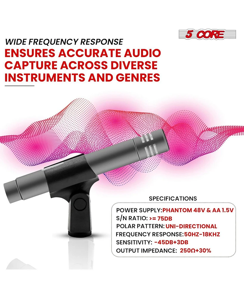 5 Core Dynamic Instrument Microphone Professional Xlr Cardioid Uni Directional Pencil Stick Condenser Mic