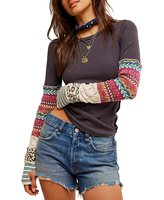 Free People Women's All In Cuff Long-Sleeve Cotton Top