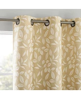 Satti Embroidered Leaf 100% Blackout Grommet Curtain Panel