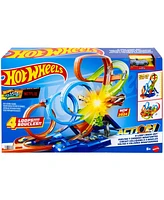 Hot Wheels Action 4-Loop Crash Out Track with Toy Car - Multi