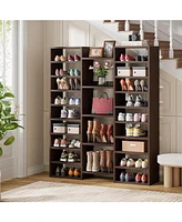 Tribesigns 14-Tier Shoe Rack, Freestanding Tall Shelf, White Wooden Storage Cabinet with 22 Open Cubbies, 46 Pairs Wide Entryway Organi