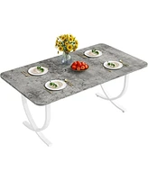 Tribesigns Rectangular Dining Table for 4, 63 Inches Modern Kitchen with Faux Marble Top and Metal Legs Room,