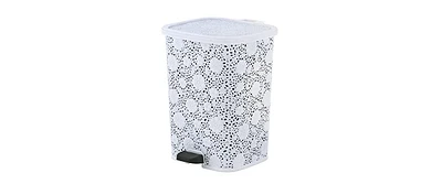 Superio Small 3 Gallon Step On Plastic Trash Can with Lid Lace Design