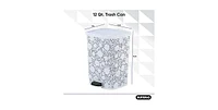 Superio Small 3 Gallon Step On Plastic Trash Can with Lid Lace Design