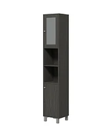 kleankin Tall Bathroom Cabinet with Mirror & Adjustable Shelves, Coffee