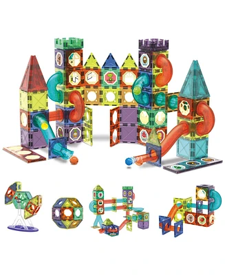 Contixo Magnetic Light-Up 3D Tiles Building Set – 110 Piece Stem Marble Run Blocks for Kids, Fun Educational Toy for Boys & Girls Ages 3-10+