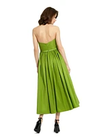 Mac Duggal Women's Faille Strapless A Line Midi Dress With 3D Rose
